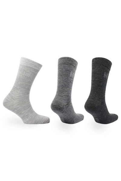 NORFOLK Ежедневни чорапи Stockholm Merinos Premium Fine Knit в сиво - 3 чифта в различни цветове