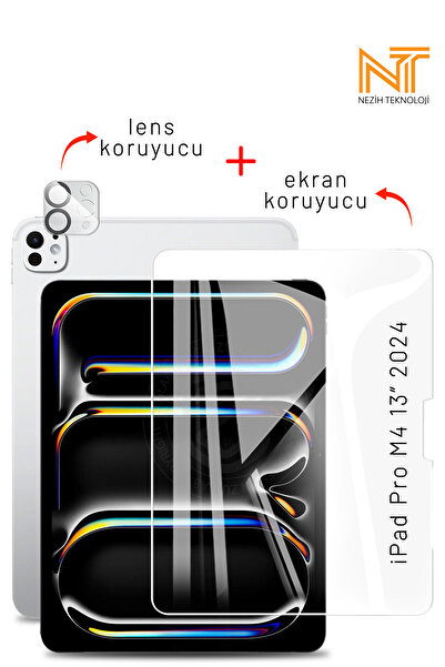 Nezih Case iPad Pro 2024 M4 13 Inch Güçlendirilmiş Nano Ekran Koruyucu + Temp...