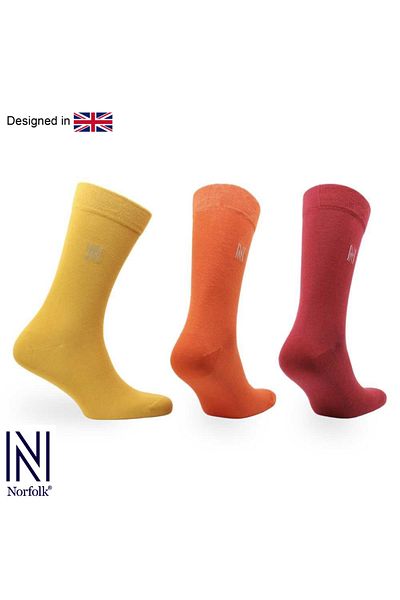 NORFOLK Чорапи Brody Daily Comfort, 3 чифта, жълти/оранжеви/червени