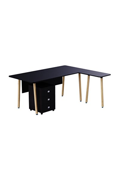 Mahmayi محطة عمل تنفيذية TJ HYT34-16L باللون الأسود مع درج