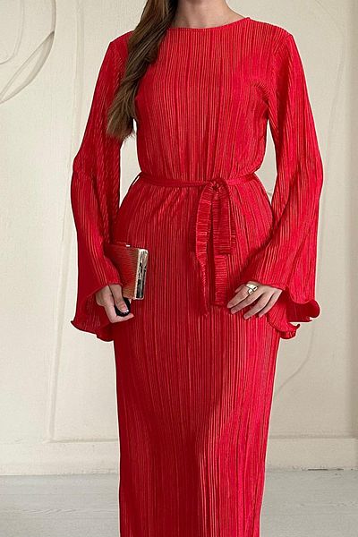 Elbee Fashion Woman Rochie plisată cu mânecă spaniolă