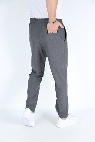 JAGER FABEL Gri Jogger Taykan Dokuma Elastik Erkek Kumaş Pantolon