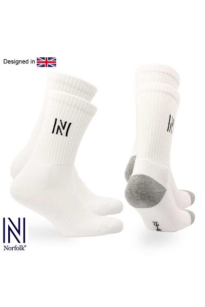 NORFOLK Barkley White Cotton Casual Αθλητικές Κάλτσες - Πακέτο 2 με αντικραδασμική προστασία