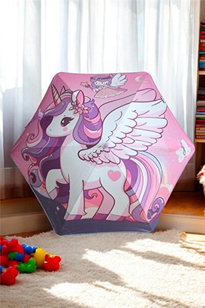 Marlux 6 Fiber Telli Kız Çocuk Şemsiye Unicorn Desenli Rüzgara Dayanıklı Kız ...