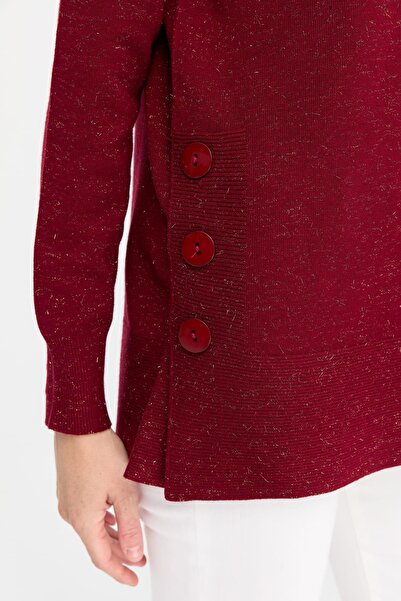 Desen Triko Turtleneck V.Cavity Seamless Women's Sweater