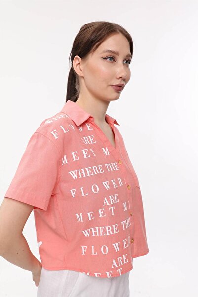 HomeStore Kısa Kol Yazılı Gömlek