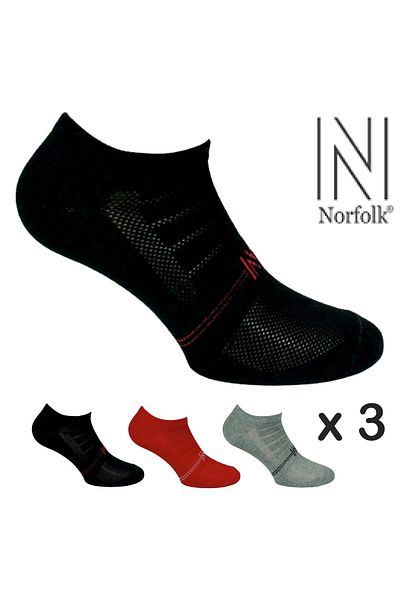 NORFOLK Детски чорапи Yogi Cotton Daily Comfort, 3 броя, черни/червени/сиви
