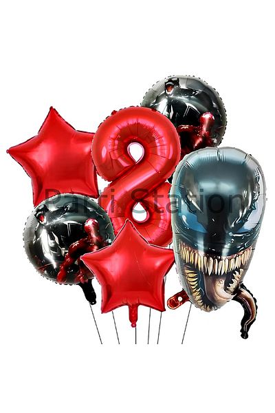 Parti Station Toxic Rage Venom 8 Years Old Birthday Balloon Set Venom Red Concept Birthday Party Balloon Set
