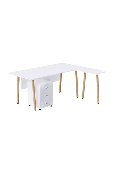 Mahmayi TJ HYT34-16L White Executive Workstation with Drawer
