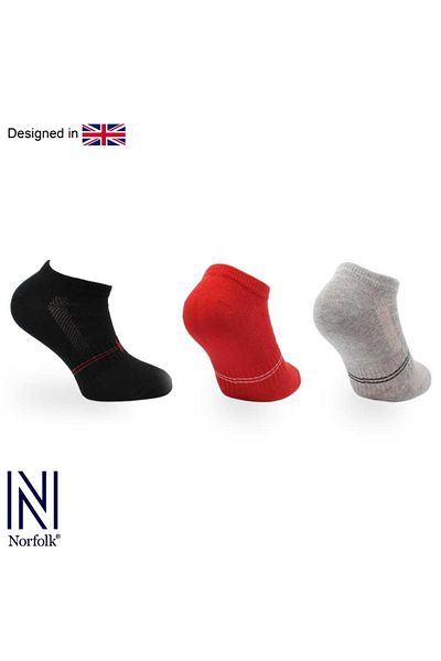 NORFOLK Детски чорапи Yogi Cotton Daily Comfort, 3 броя, черни/червени/сиви