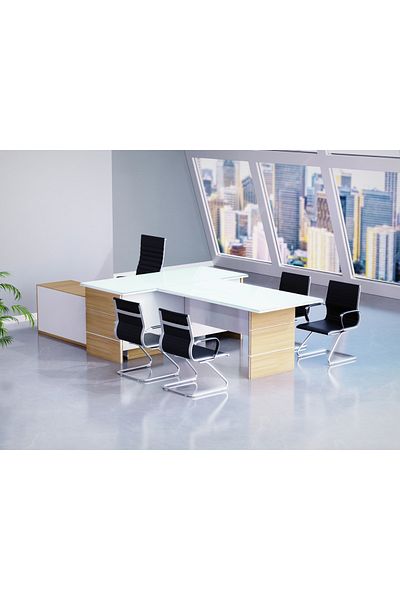 Mahmayi Coco Bolo + Premium White GED-5 Glass Executive Desk 320 cm