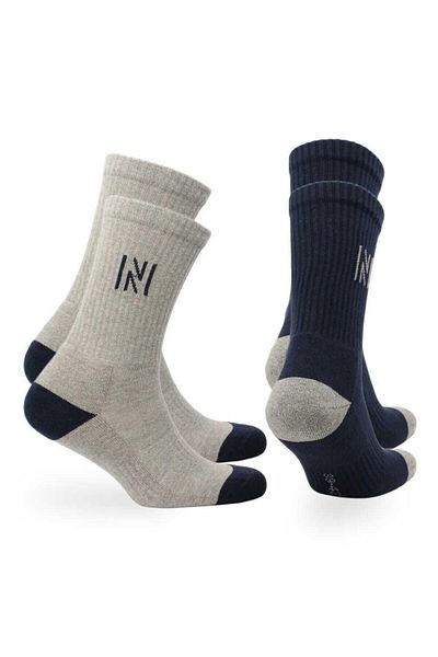 NORFOLK Ежедневни спортни чорапи Barkley Cotton - чифт от 2 броя с възглавници, тъмносиньо-сиви