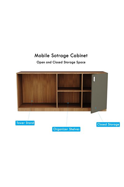 Mahmayi Natural Dijon Walnut-Lava Grey ED4-LSNDW-LG Executive Desk 180 cm