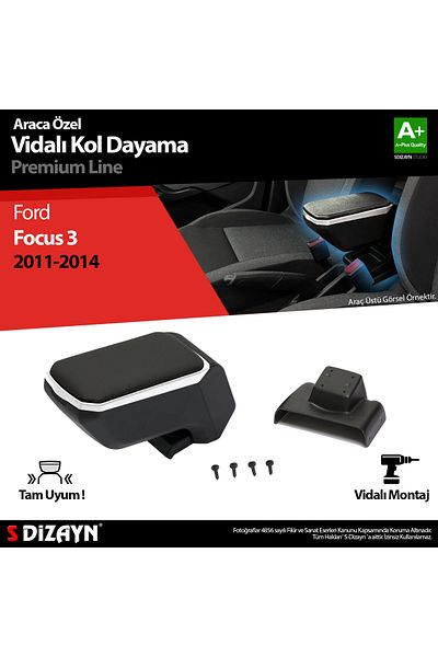 S Dizayn For Ford Focus 3 Gray Armrest Armrest Abs with Screws 2011-2014 a Quality
