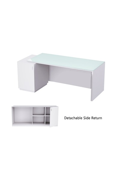 Mahmayi Premium White GED-3 Glass Executive Desk 180 cm