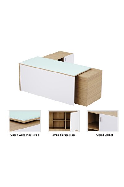 Mahmayi Coco Bolo and Premium White GED-3 Glass Executive Desk 180 cm