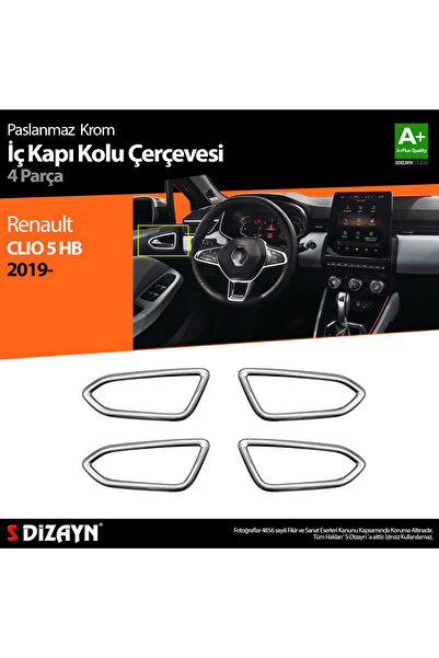 S Dizayn S-Dizayn Renault Clio 5 Parlak Krom İç Kapı Kolu Çerçevesi 4 Prç. 2019 Üzeri 7027560
