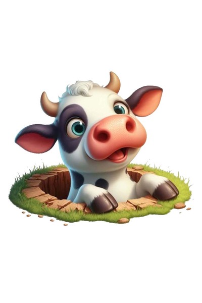 MegaSticker ملصق بقرة لطيف مقاس 13 × 11 سم - سيارة، دراجة نارية، خوذة، كمبيوت...