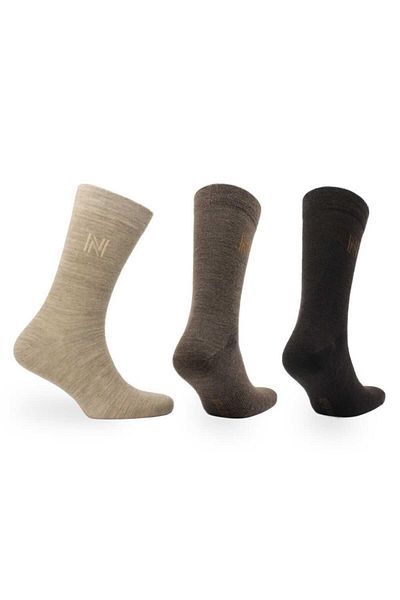 NORFOLK Stockholm Merinos Premium Λεπτές Πλεκτές Κάλτσες Casual - Πακέτο 3 Καφέ Τόνων
