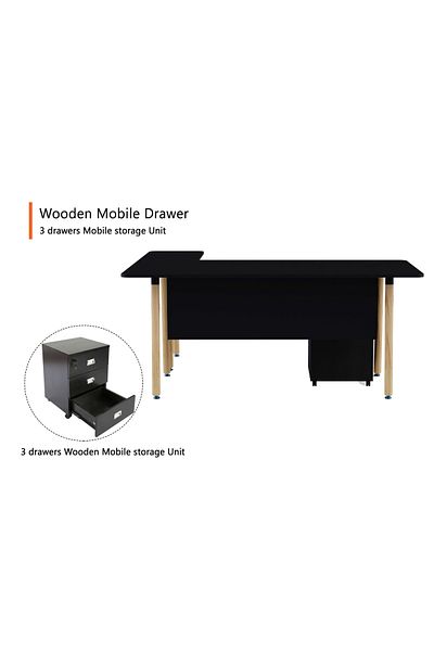 Mahmayi TJ HYT34-18L Black Executive Workstation with Drawer