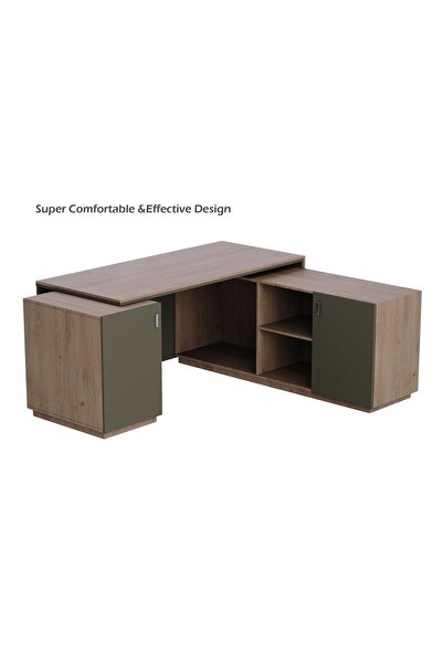 Mahmayi Truffle Davos Oak-Lava Grey ED3-LSTDO-LG Executive Desk 180 cm