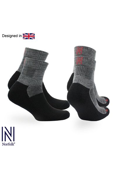 NORFOLK Leonardo Qtr Merinos - сиви велосипедни и туристически чорапи, 2 чифта