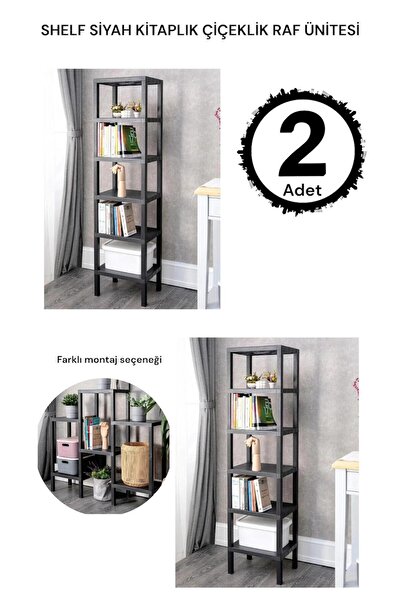 Bayev Shelf 2 Adet  6 Katlı Kitaplık Plastik Raf Ünitesi  Çiçeklik , Banyo Mu...