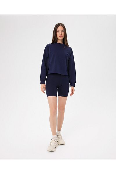 Ayma Active Indigo Women's Crew Neck Organic Cotton Basic Oversize Sweatshirt