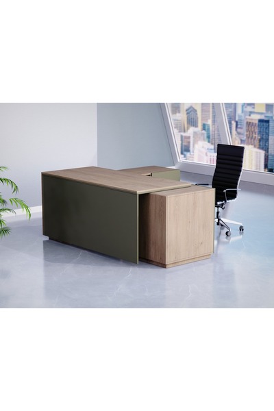 Mahmayi Truffle Davos Oak-Lava Grey ED3-LSTDO-LG Executive Desk 180 cm