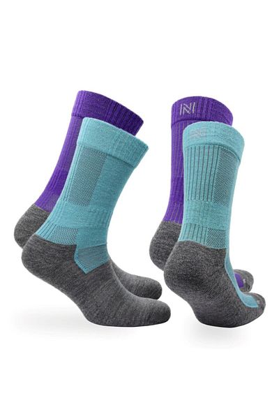 NORFOLK Чорапи за туризъм Leonardo Merino Wool Outdoor - 2 чифта, лилаво-сини