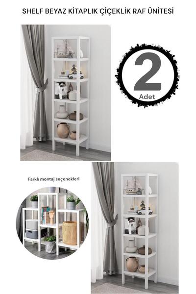 Bayev Shelf 2 Adet  6 Katlı Kitaplık Plastik Raf Ünitesi  Çiçeklik , Banyo Mu...
