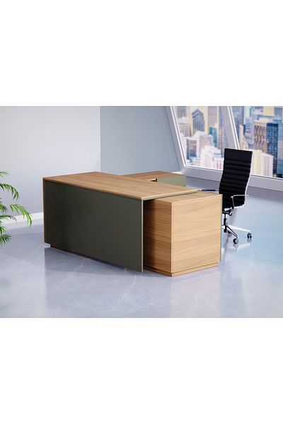 Mahmayi Natural Dijon Walnut-Lava Grey ED3-LSNDW-LG Executive Desk 180 cm