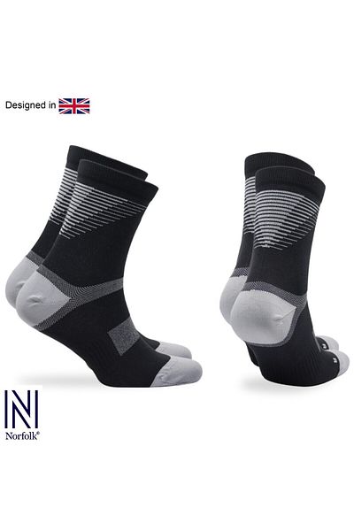 NORFOLK Професионални чорапи за бягане Valencia SC Compression черно/сиви