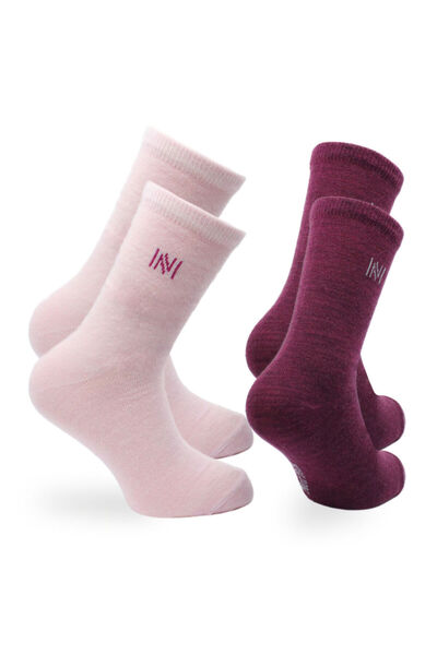 NORFOLK Helsinki Thin Knitted Merino Wool Casual Children's Socks 2 Pack Pink