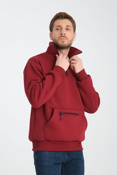 Store Black Unisex Oversize Cotton with Fleece Inside Straight Collar Kangaroo 3 Pocket Sweat