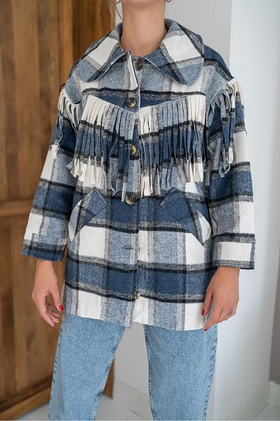 Elbee Fashion Woman Palton Trend cu franjuri