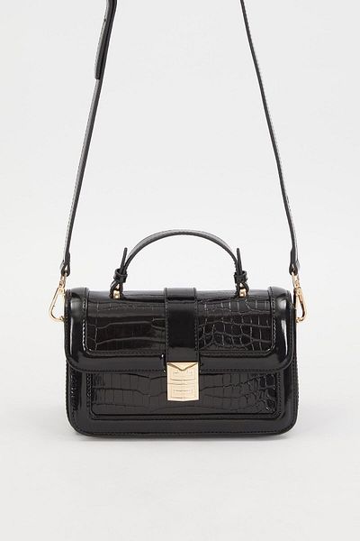 Levidor Croco Black - Black Crocodile Leather Handbag