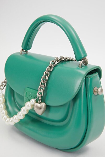 Levidor Yeşil Kalp Akseuarlı El Çantası