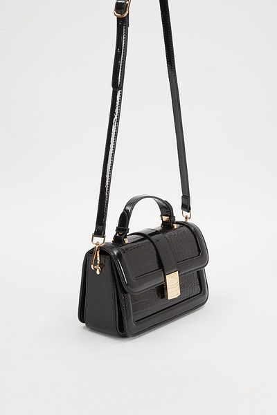 Levidor Croco Black - Black Crocodile Leather Handbag