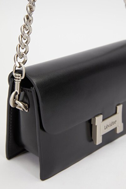 Levidor Μαύρη τσάντα ώμου με διπλό λουράκι