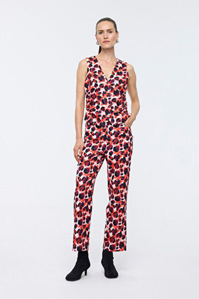 Berr-ın Red Patterned Straight Leg Trousers