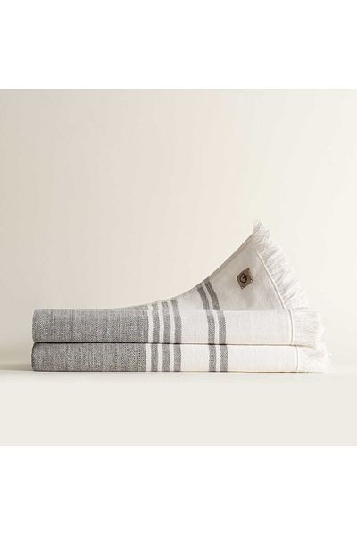 Ecocotton Σετ πετσετών μπάνιου Erva 2 τεμαχίων - 100% οργανικό βαμβάκι, λινό μελανζέ ανθρακί, 70x140 εκ.