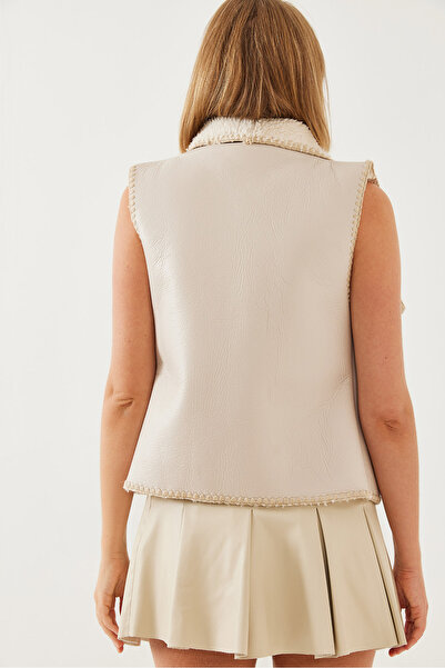 Bianco Lucci Kadın El İşi Detaylı İçi Kürklü Yelek 6391 60351112