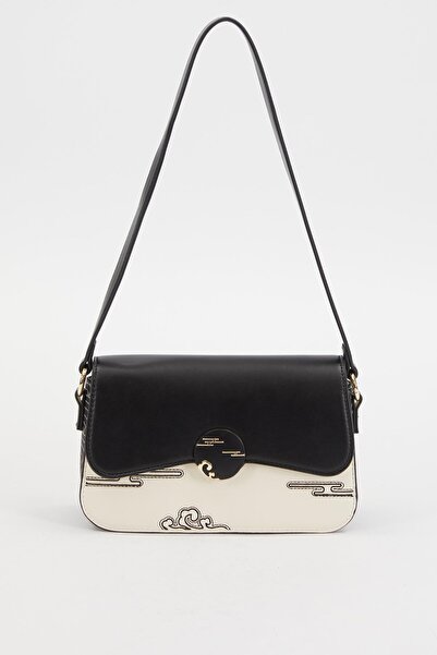 Levidor Geantă de umăr neagră cu model în relief