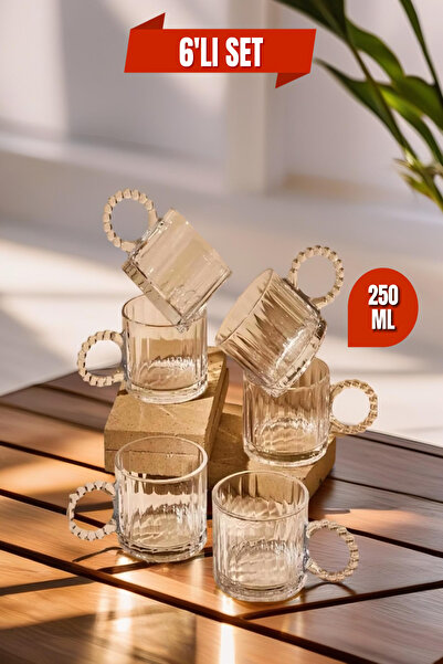 Open Home Concept 6 Adet Bonbon Borosilikat Çay Bardağı, Isıya Dayanıklı Sunu...