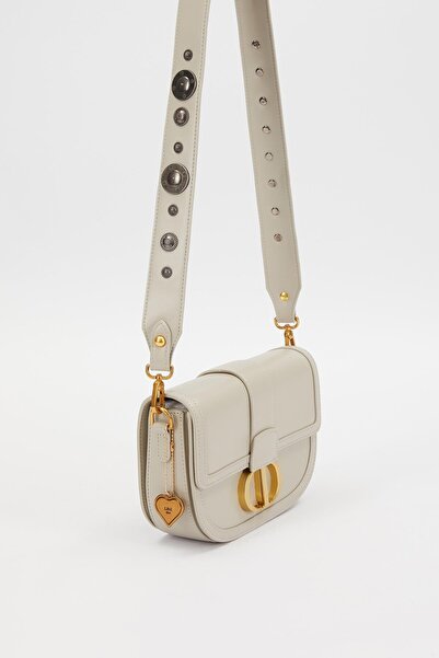 Levidor Gray Staple Detail Shoulder Bag