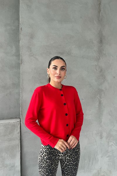 Seda Yalçın Atelier Red Mulia Buttoned Knitwear Cardigan