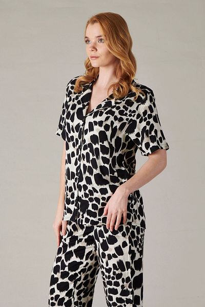Rubina Secret 100% bumbac, guler cămașă cu nasturi Peignoir - țesătură |   Set pijamale dama 4 anotimpuri