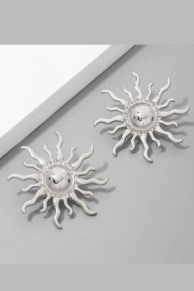 MAZEN 316 L Tarnish Resistant Steel Earrings with Sun Figure - Stainless Steel