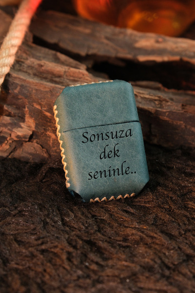 vagave Kişiye Özel Benzinli Çakmak Hakiki Deri Kılıflı El Yapımı Tarzı Çakmak - Pueblo